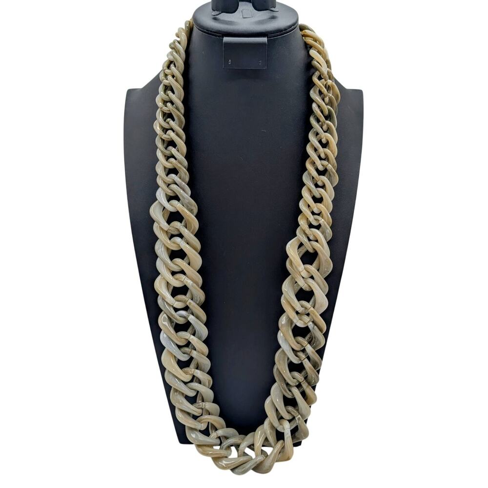 Alisha. d Italian Chunky Gray Taupe Acrylic Chain Statement Necklace 36" Long